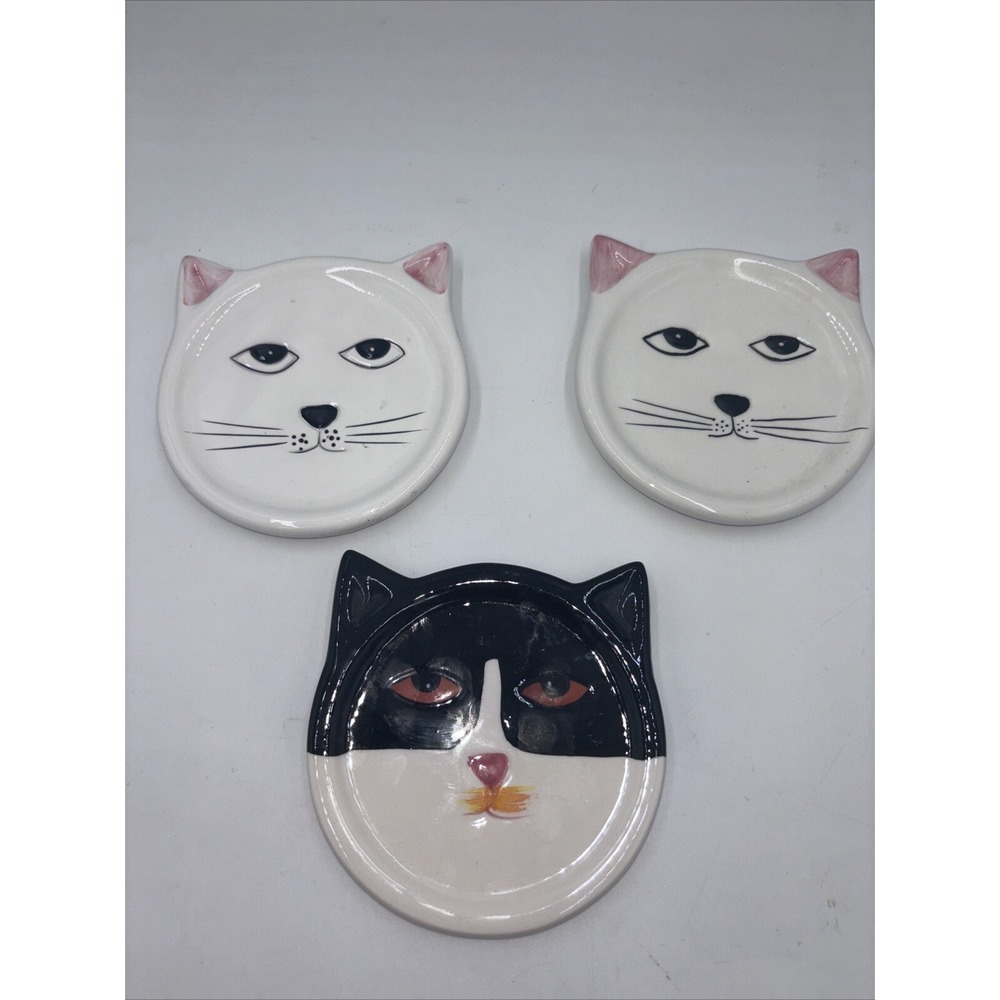 Cat Coasters/ Tea Bag Holders By Bandwagon 2001 Set Of 3